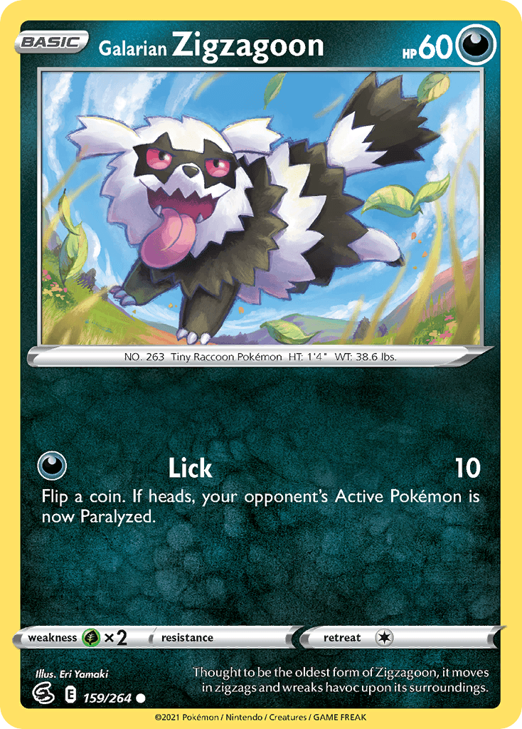 Galarian Zigzagoon — SWSH08: Fusion Strike Pokémon TCG card by Eri Yamaki