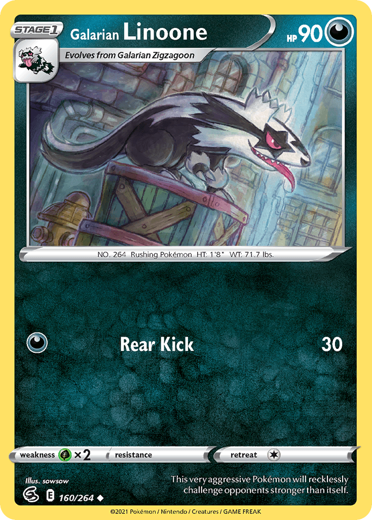Galarian Linoone — SWSH08: Fusion Strike Pokémon TCG card by sowsow