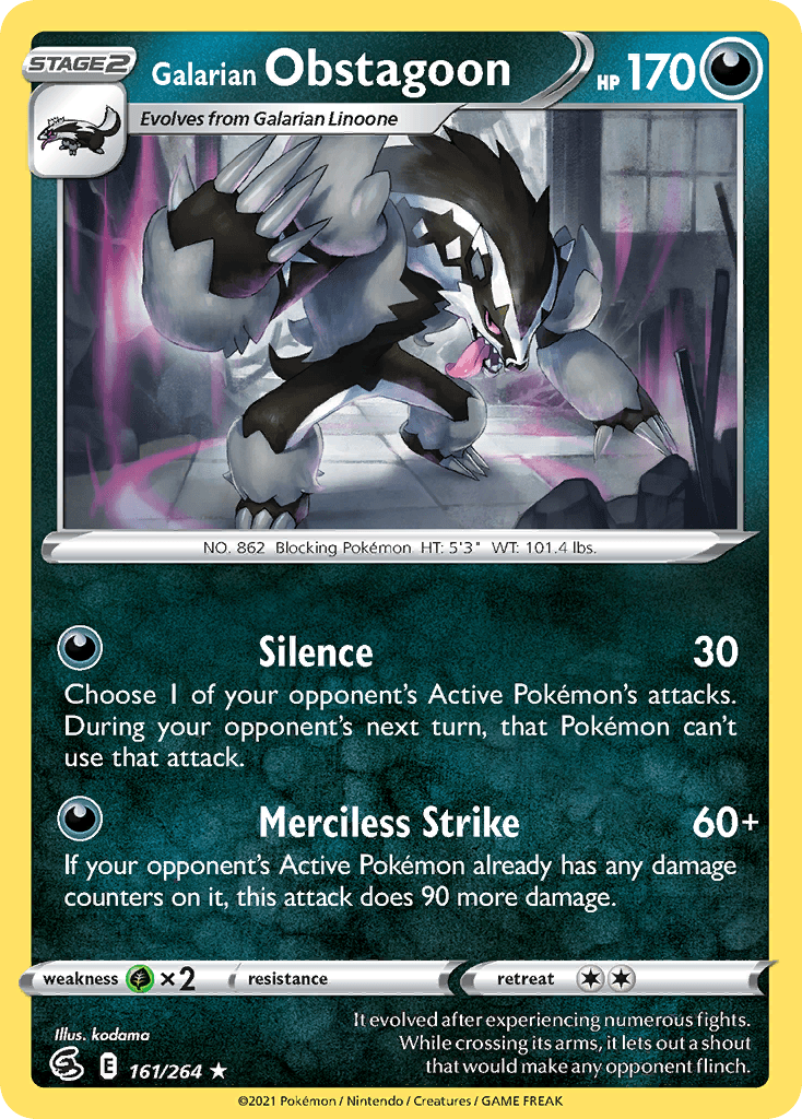 Galarian Obstagoon — SWSH08: Fusion Strike Pokémon TCG card by kodama