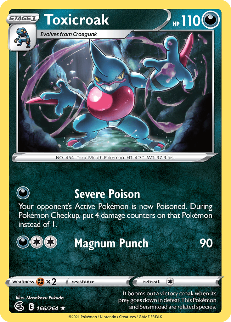 Toxicroak — SWSH08: Fusion Strike Pokémon TCG card by Masakazu Fukuda