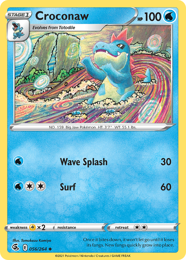 Croconaw — SWSH08: Fusion Strike Pokémon TCG card by Tomokazu Komiya