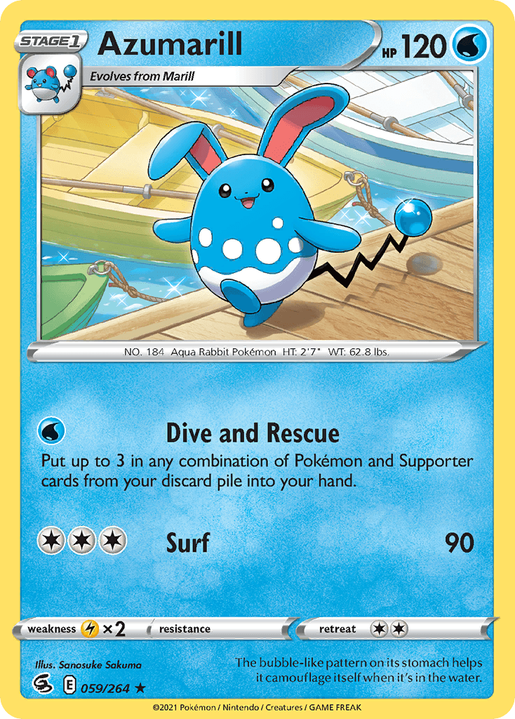 Azumarill — SWSH08: Fusion Strike Pokémon TCG card by Sanosuke Sakuma