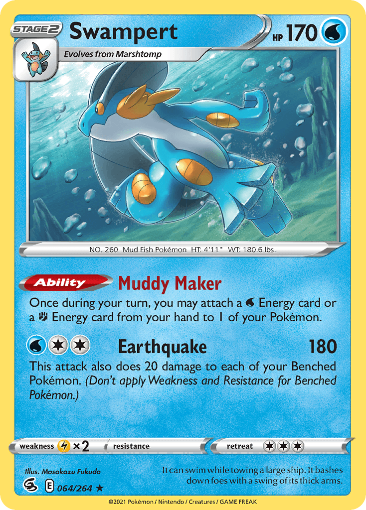 Swampert — SWSH08: Fusion Strike Pokémon TCG card by Masakazu Fukuda