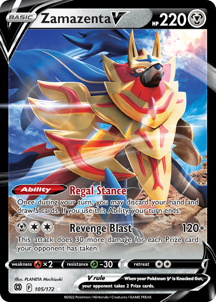 Zamazenta V - 105/172 — Prize Pack Series Cards Pokémon TCG card by PLANETA Mochizuki