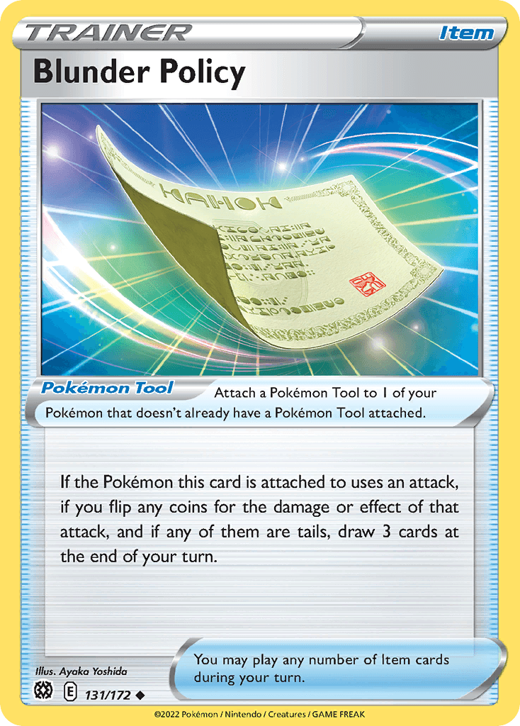 Blunder Policy — SWSH09: Brilliant Stars Pokémon TCG card by Ayaka Yoshida