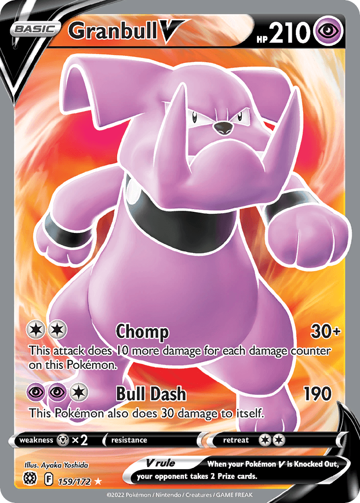 Granbull V — SWSH09: Brilliant Stars Trainer Gallery Pokémon TCG card by Ayaka Yoshida