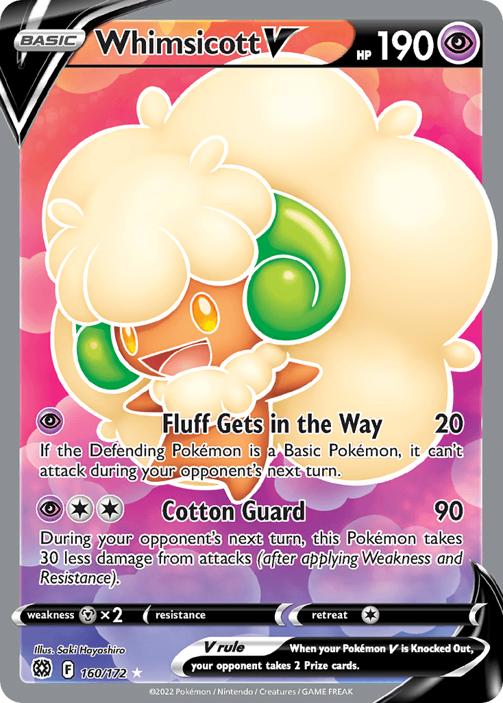 Whimsicott V - 160/172 — Prize Pack Series Cards Pokémon TCG card by Saki Hayashiro