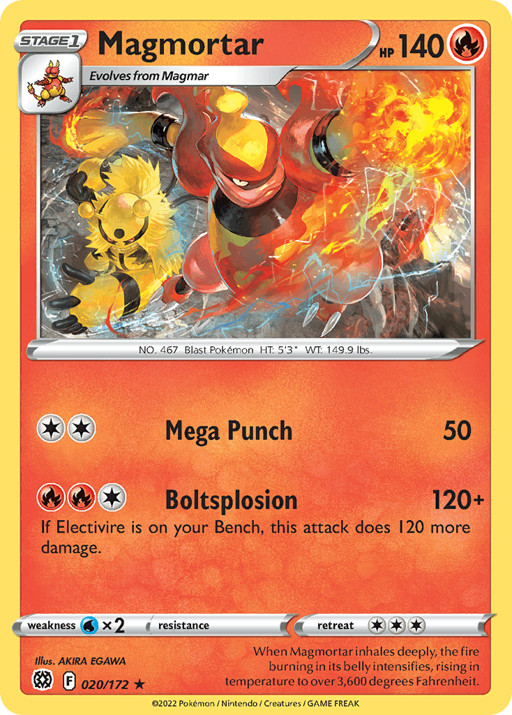 Magmortar — SWSH09: Brilliant Stars Pokémon TCG card by AKIRA EGAWA