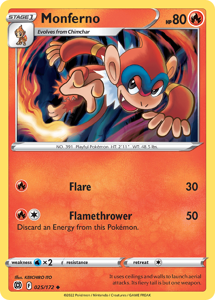 Monferno — SWSH09: Brilliant Stars Pokémon TCG card by KEIICHIRO ITO