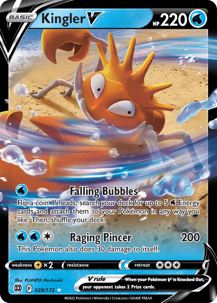 Kingler V — SWSH09: Brilliant Stars Pokémon TCG card by PLANETA Mochizuki