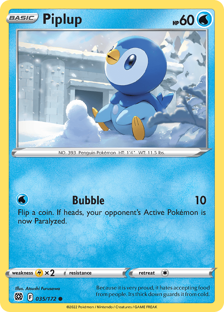 Piplup — SWSH09: Brilliant Stars Pokémon TCG card by Atsushi Furusawa