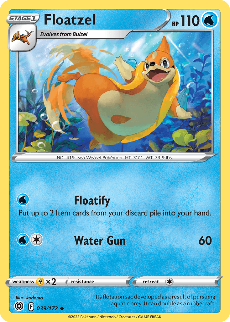 Floatzel — SWSH09: Brilliant Stars Pokémon TCG card by kodama
