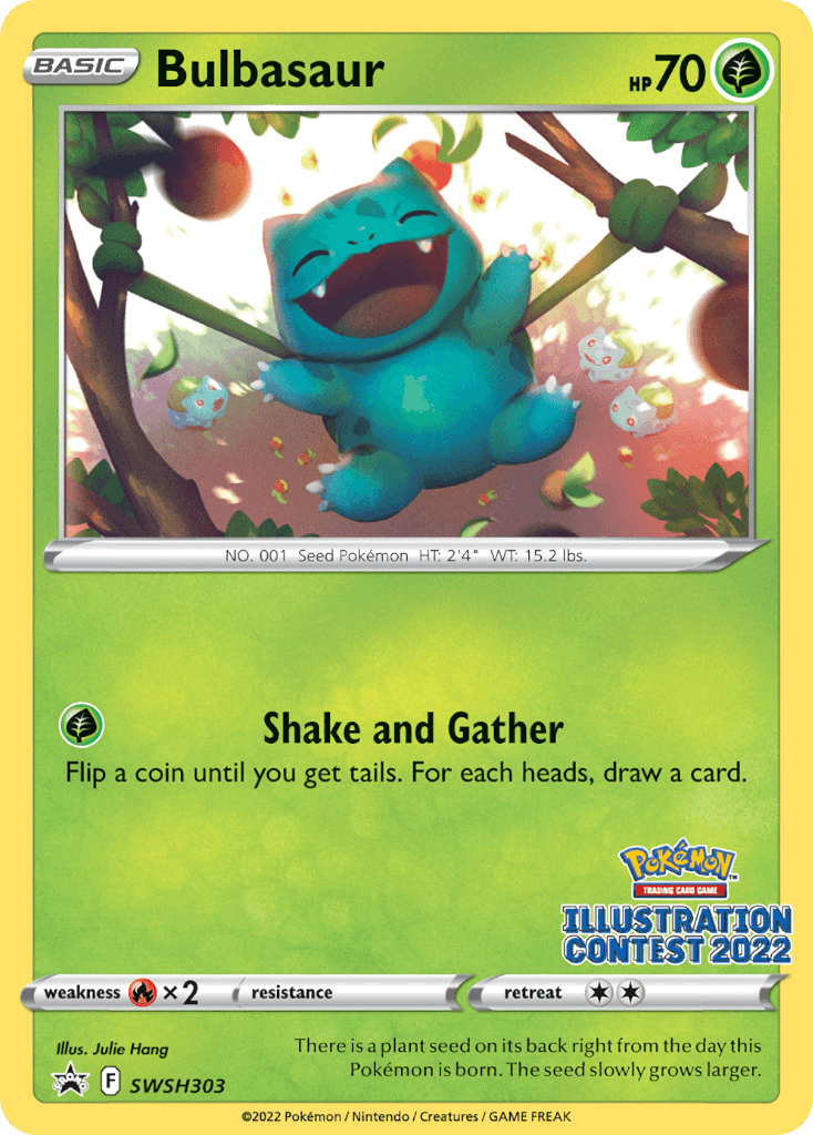 Bulbasaur (Illustration Contest 2022) — SWSH: Sword & Shield Promo Cards Pokémon TCG card by Julie Hang