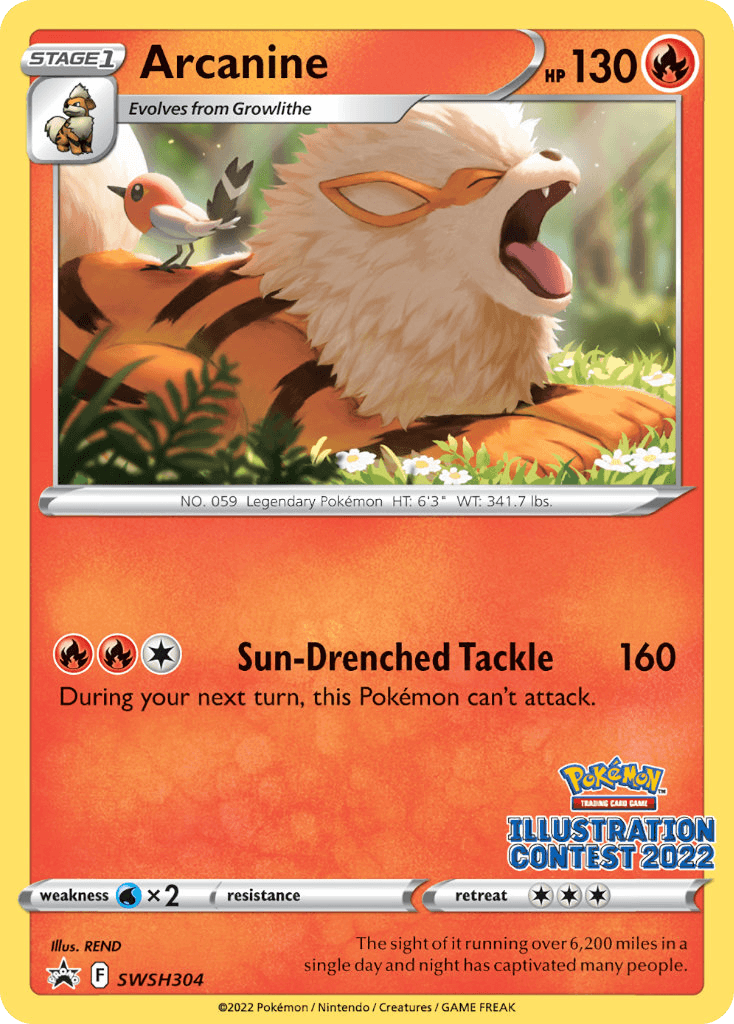 Arcanine (Illustration Contest 2022) — SWSH: Sword & Shield Promo Cards Pokémon TCG card by REND