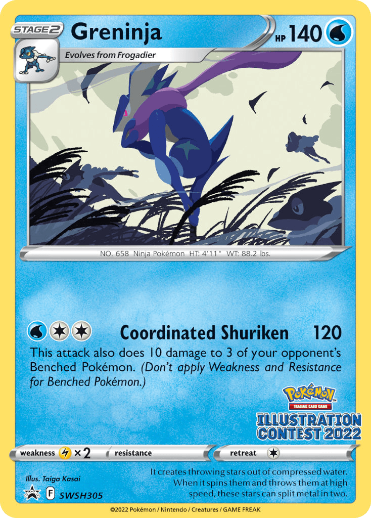 Greninja (Illustration Contest 2022) — SWSH: Sword & Shield Promo Cards Pokémon TCG card by Orca