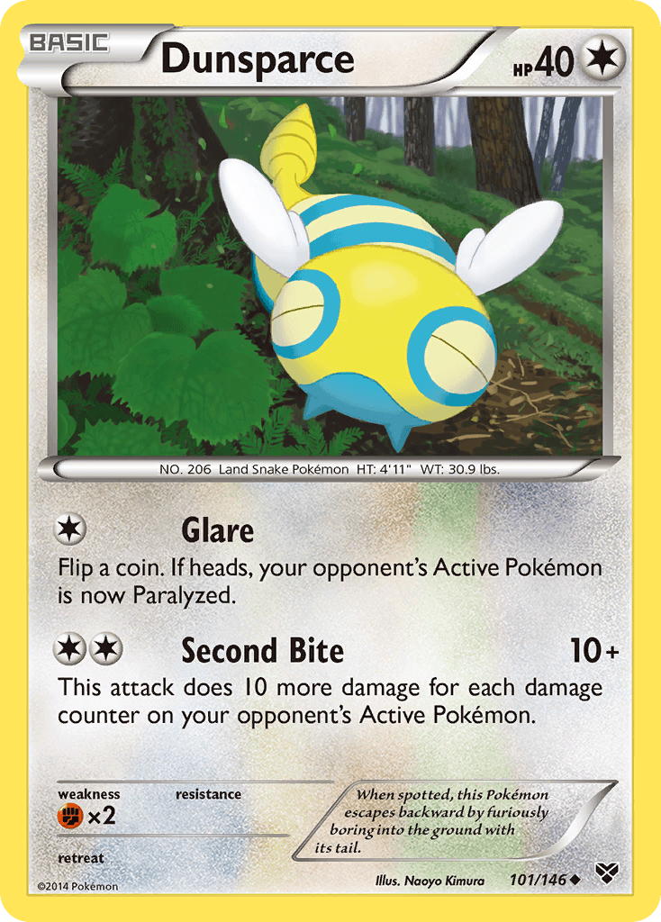 Dunsparce — XY Base Set Pokémon TCG card by Naoyo Kimura
