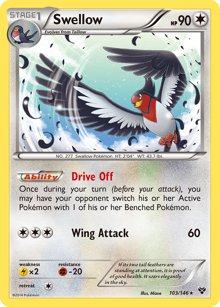 Swellow — XY Base Set Pokémon TCG card by 5ban Graphics