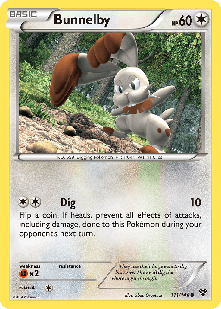 Bunnelby — XY Base Set Pokémon TCG card by 5ban Graphics