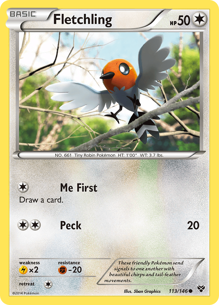 Fletchling — XY Base Set Pokémon TCG card by Ken Sugimori