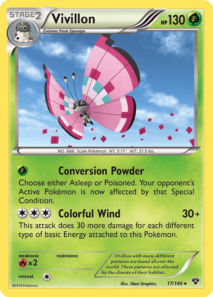 Vivillon (Meadow [Pink]) — XY Base Set Pokémon TCG card by Mitsuhiro Arita