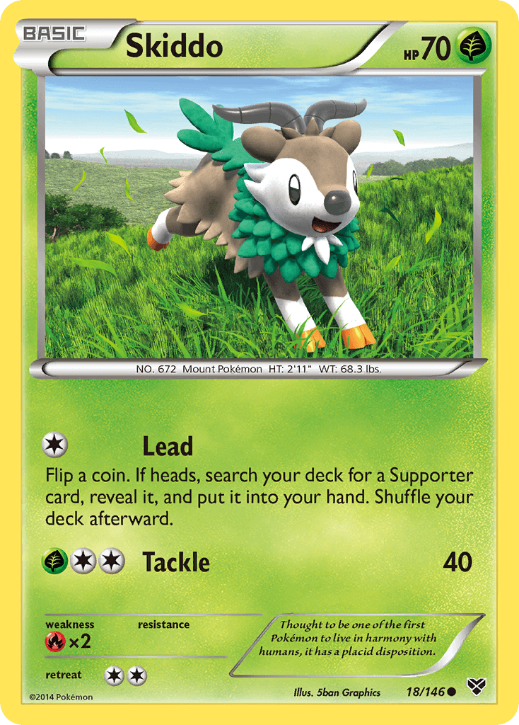 Skiddo — XY Base Set Pokémon TCG card by 5ban Graphics