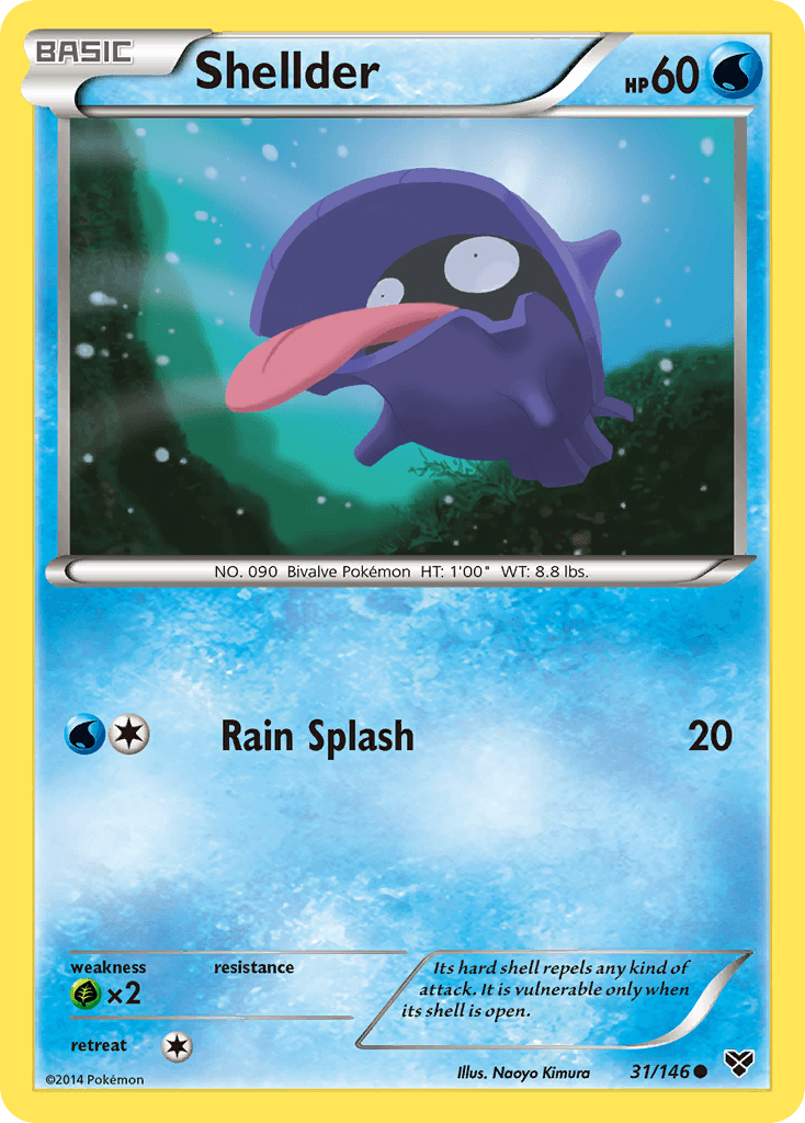 Shellder — XY Base Set Pokémon TCG card by Naoyo Kimura