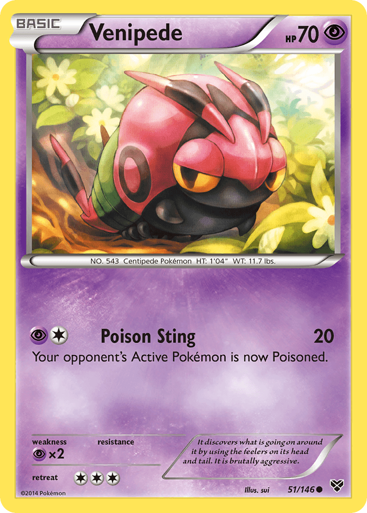 Venipede — XY Base Set Pokémon TCG card by sui