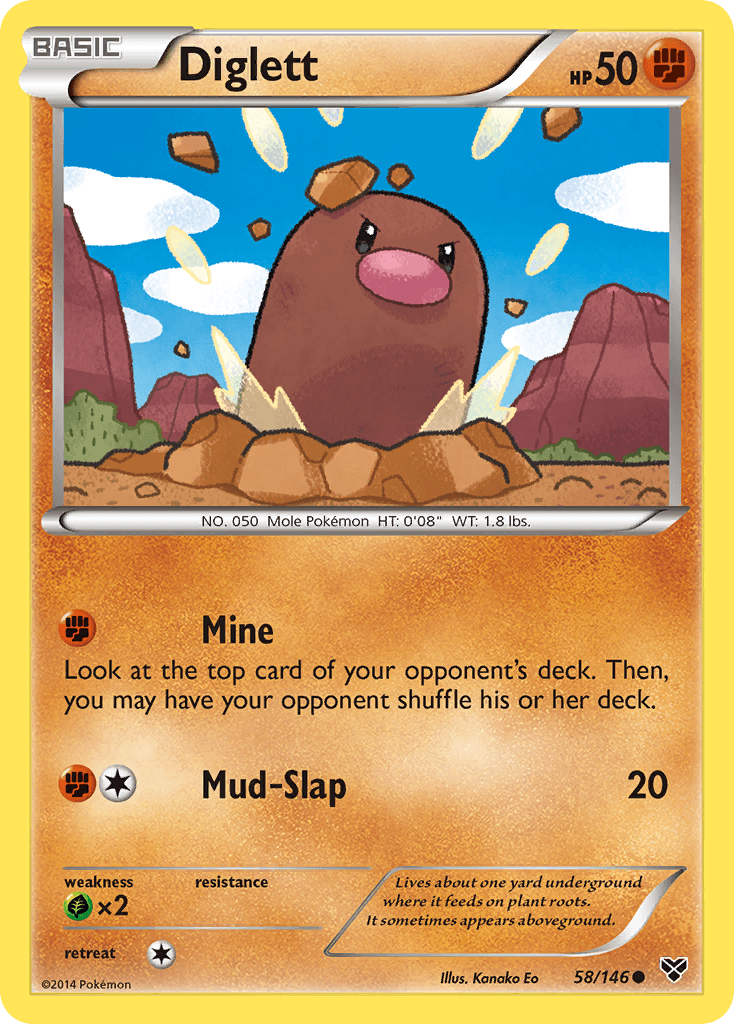 Diglett — XY Base Set Pokémon TCG card by Kanako Eo