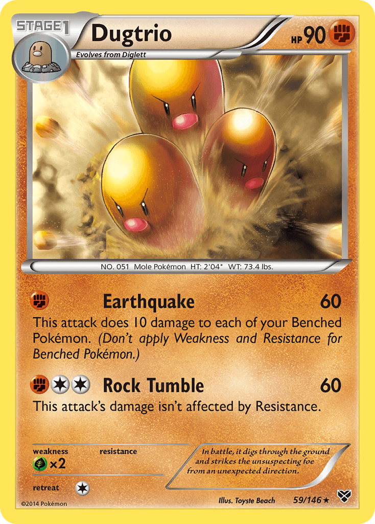 Dugtrio — XY Base Set Pokémon TCG card by Toyste Beach