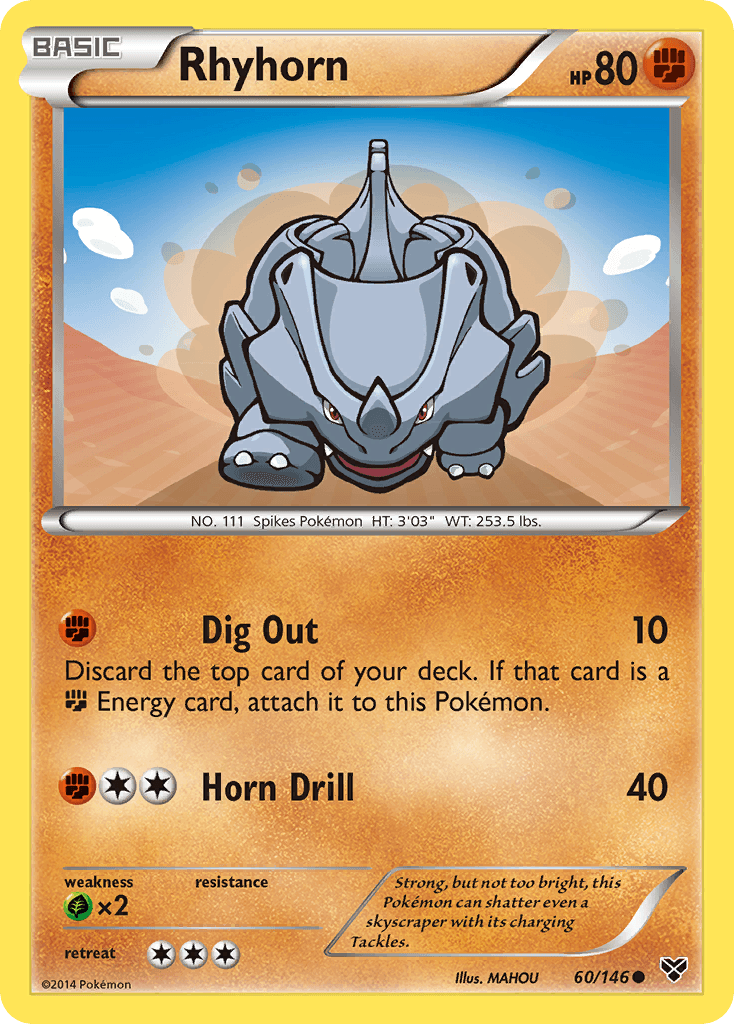 Rhyhorn — XY Base Set Pokémon TCG card by MAHOU