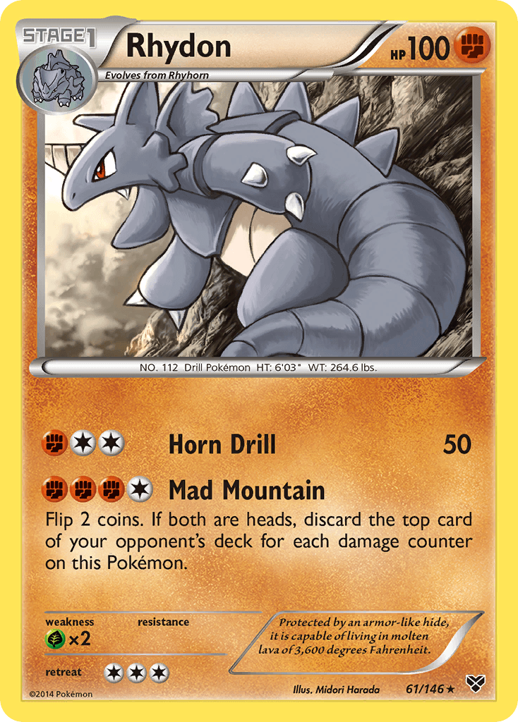 Rhydon — XY Base Set Pokémon TCG card by Midori Harada
