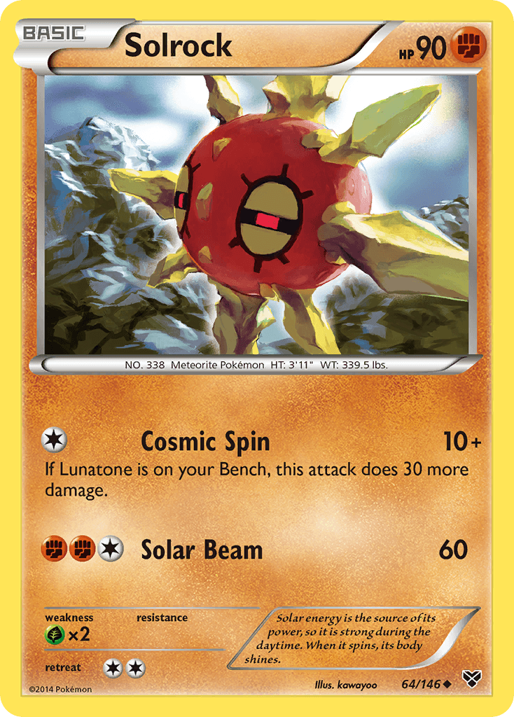 Solrock — XY Base Set Pokémon TCG card by kawayoo