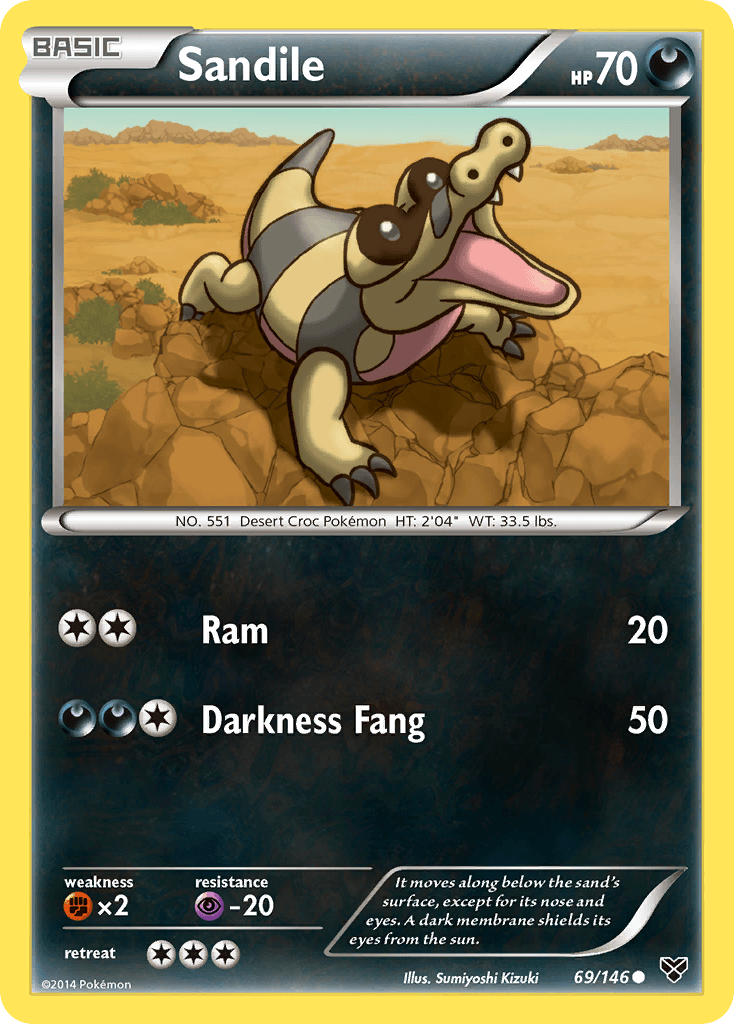 Sandile — XY Base Set Pokémon TCG card by Sumiyoshi Kizuki