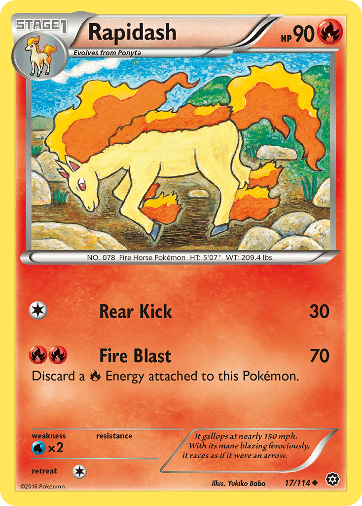Rapidash — XY - Steam Siege Pokémon TCG card by Yukiko Baba