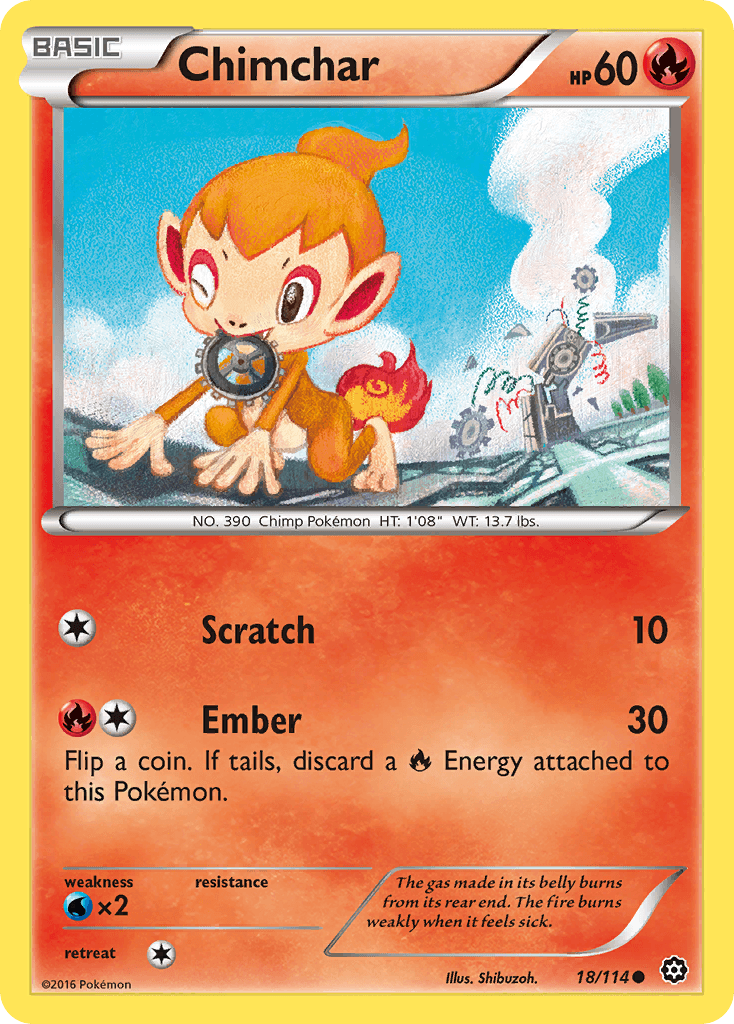 Chimchar — XY - Steam Siege Pokémon TCG card by Shibuzoh.