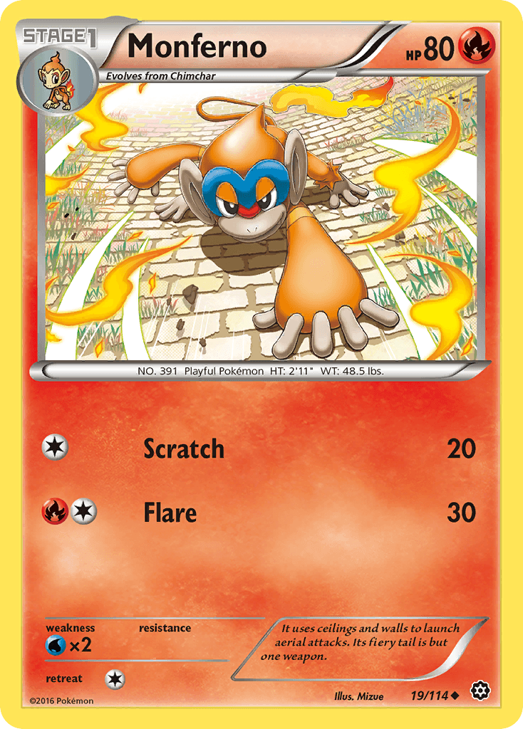 Monferno — XY - Steam Siege Pokémon TCG card by Mizue