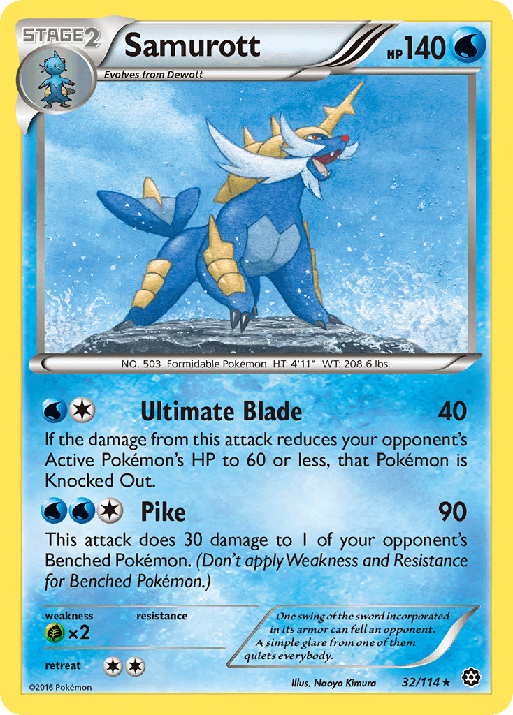 Samurott — XY - Steam Siege Pokémon TCG card by Naoyo Kimura