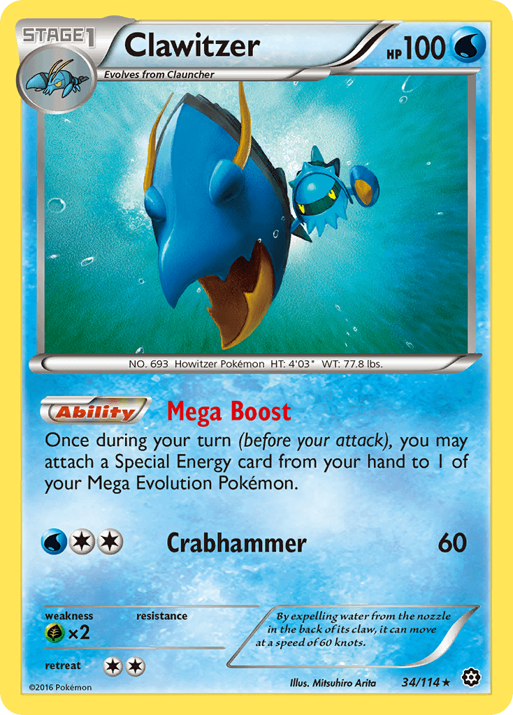 Clawitzer — XY - Steam Siege Pokémon TCG card by Mitsuhiro Arita