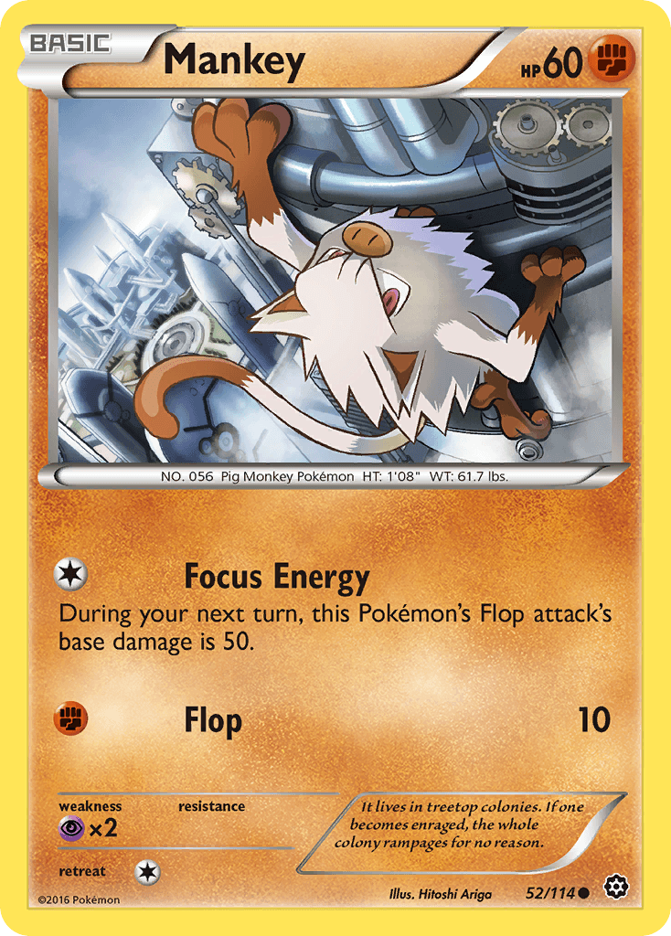 Mankey — XY - Steam Siege Pokémon TCG card by Hitoshi Ariga