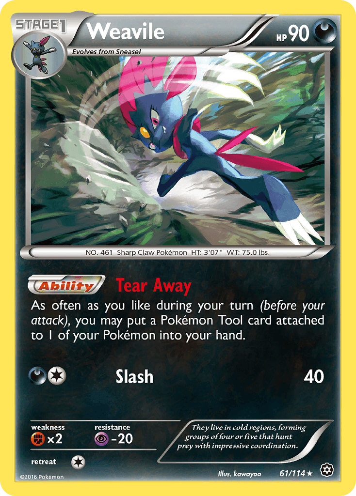 Weavile — XY - Steam Siege Pokémon TCG card by kawayoo
