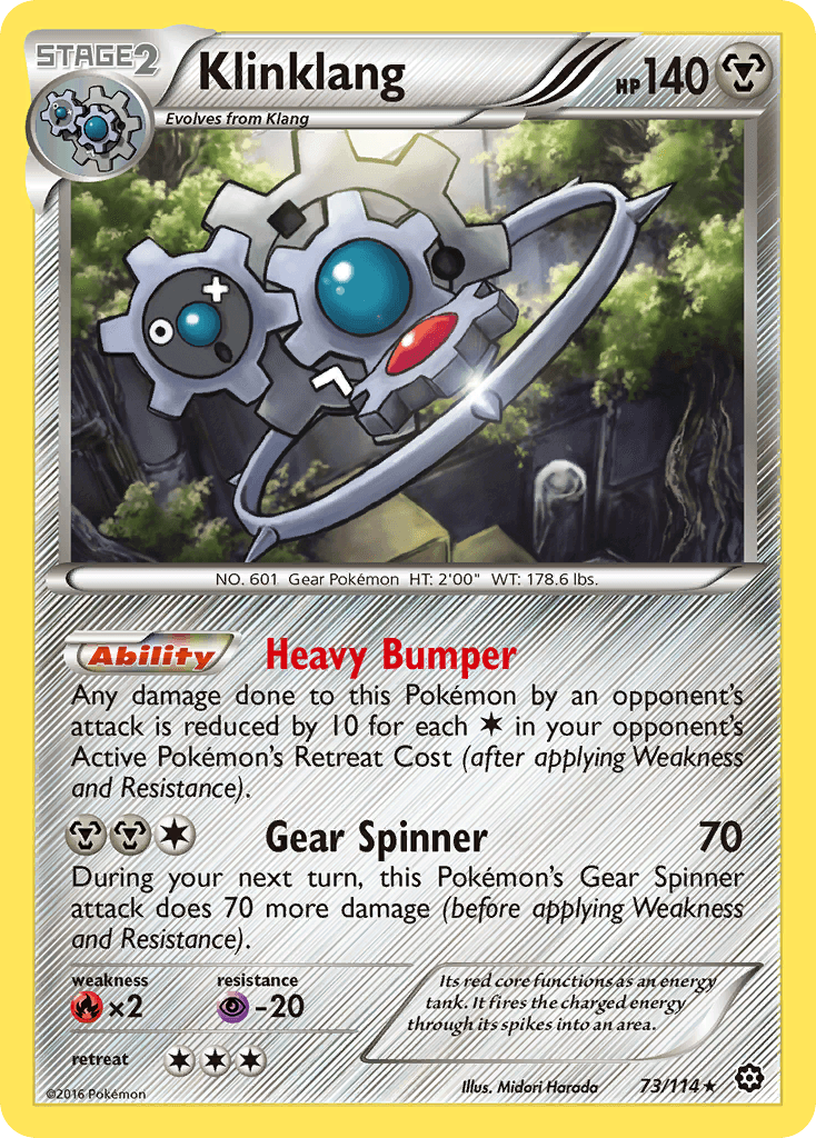 Klinklang — XY - Steam Siege Pokémon TCG card by Midori Harada