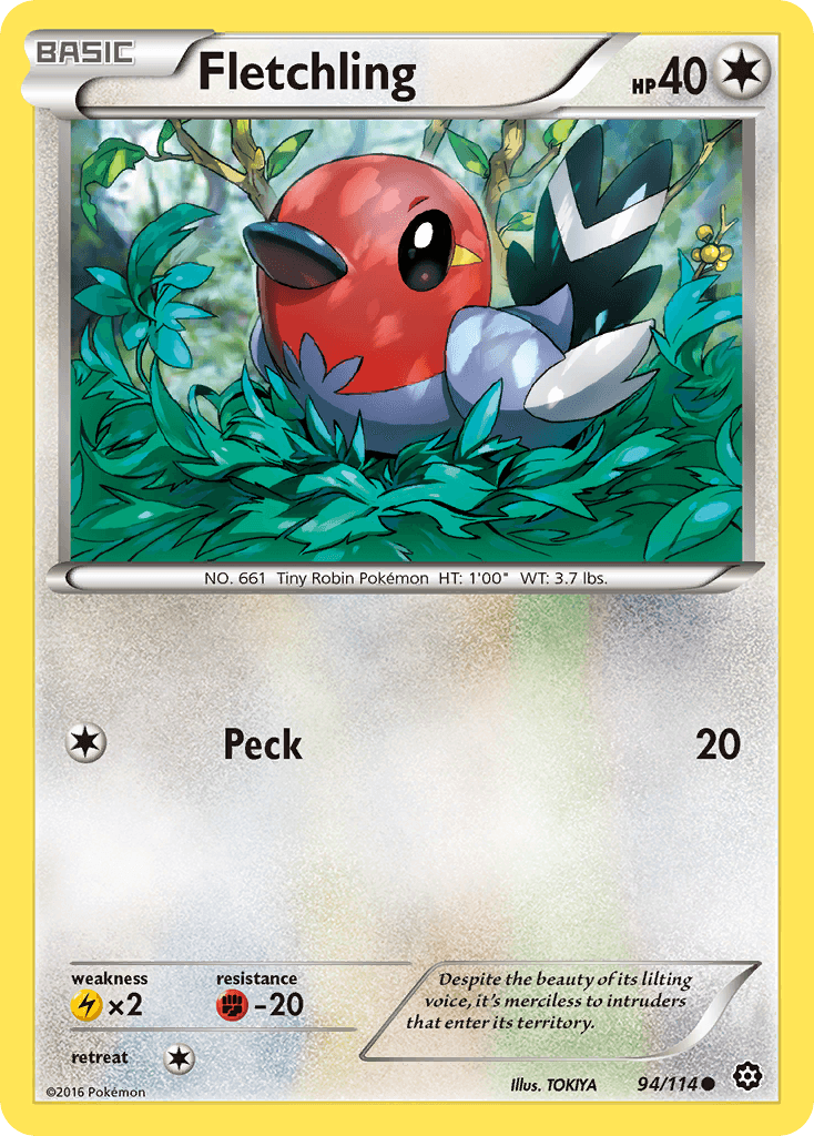 Fletchling — XY - Steam Siege Pokémon TCG card by TOKIYA