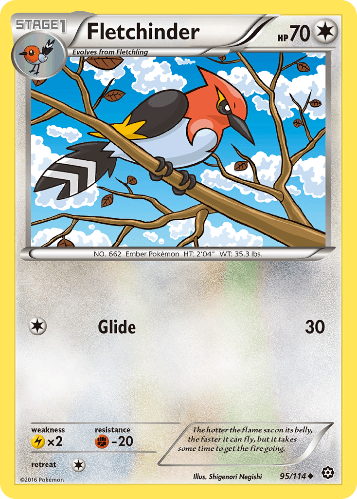 Fletchinder — XY - Steam Siege Pokémon TCG card by Shigenori Negishi