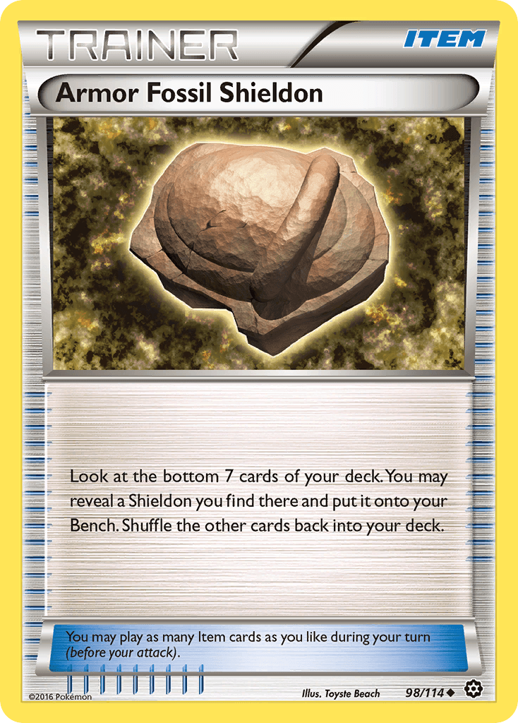 Armor Fossil Shieldon — XY - Steam Siege Pokémon TCG card by Toyste Beach