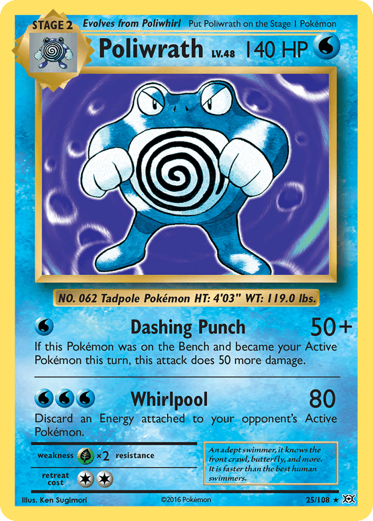 Poliwrath — XY - Evolutions Pokémon TCG card by Ken Sugimori