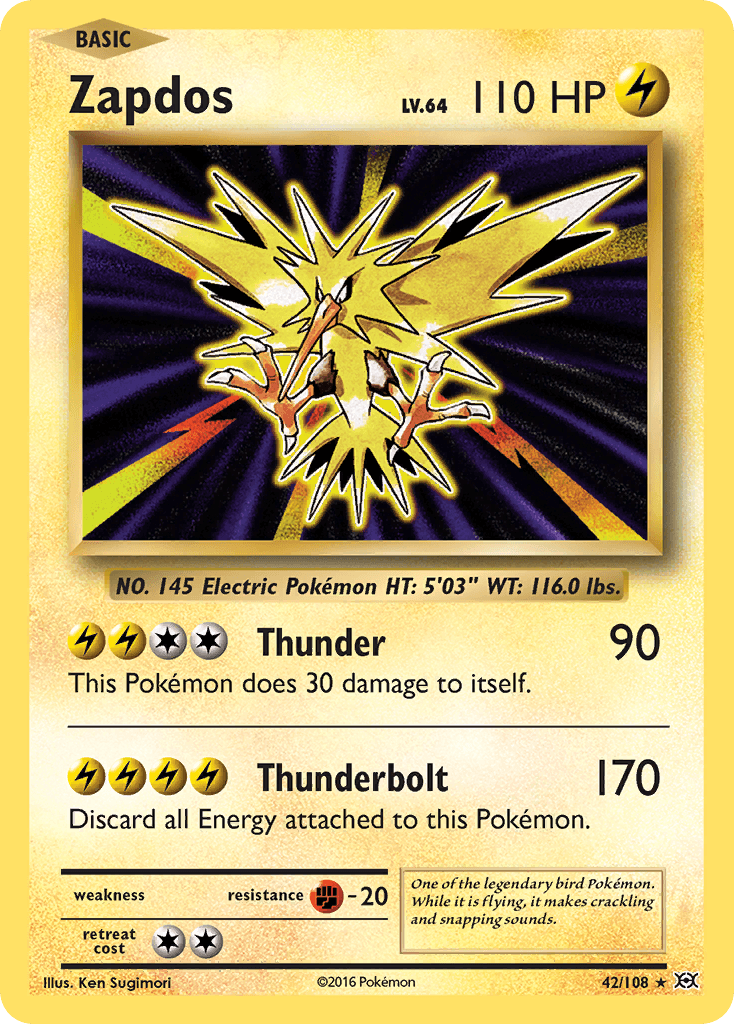 Zapdos — XY - Evolutions Pokémon TCG card by Ken Sugimori