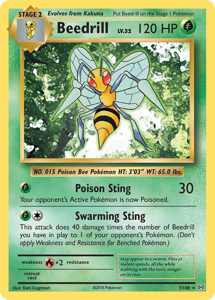 Beedrill — XY - Evolutions Pokémon TCG card by Ken Sugimori
