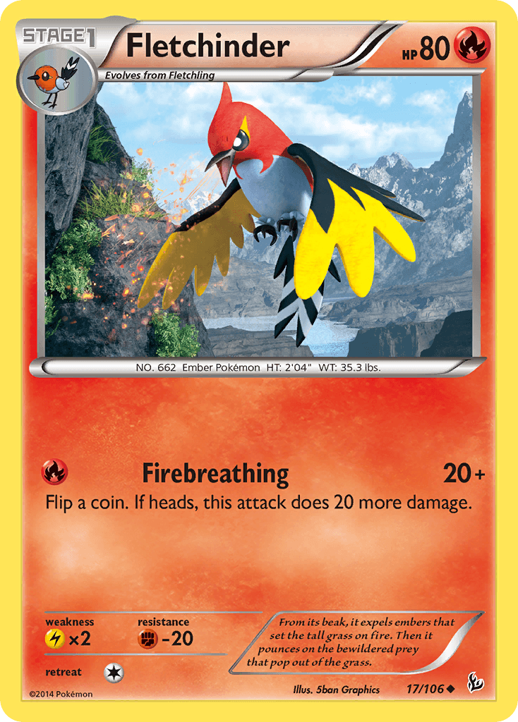 Fletchinder — XY - Flashfire Pokémon TCG card by 5ban Graphics