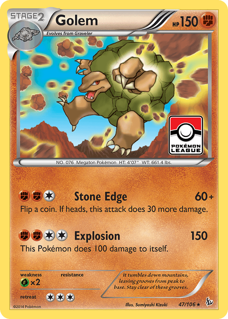 Golem — XY - Flashfire Pokémon TCG card by Sumiyoshi Kizuki