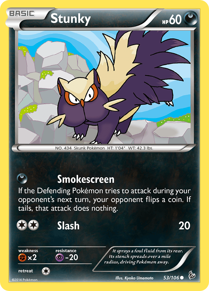 Stunky (53) — XY - Flashfire Pokémon TCG card by Kyoko Umemoto